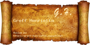 Greff Henrietta névjegykártya